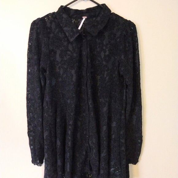 Free People Black Lace Heather Tunic Size S - Picture 6 of 8